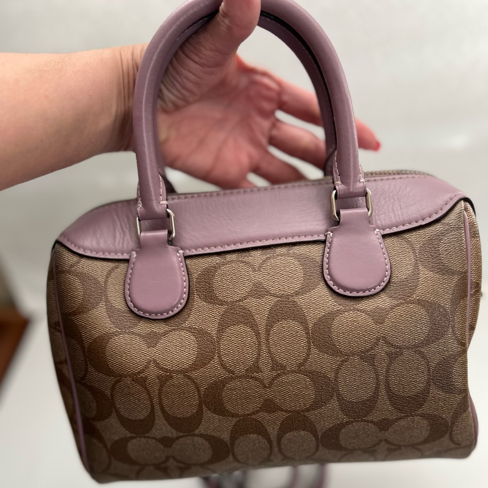 Coach Small Rowan CC signature brown and Lilac trim Crossbody Bag - Picture 5 of 15